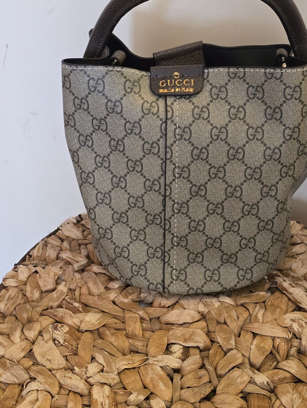Gucci Brown & Beige GG Canvas Top-Handle Tote - Picture 3 of 5
